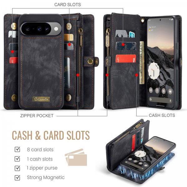 CaseMe Google Pixel 10/Pixel 10 Pro -kotelo 008 Series irrotettava kuori, musta