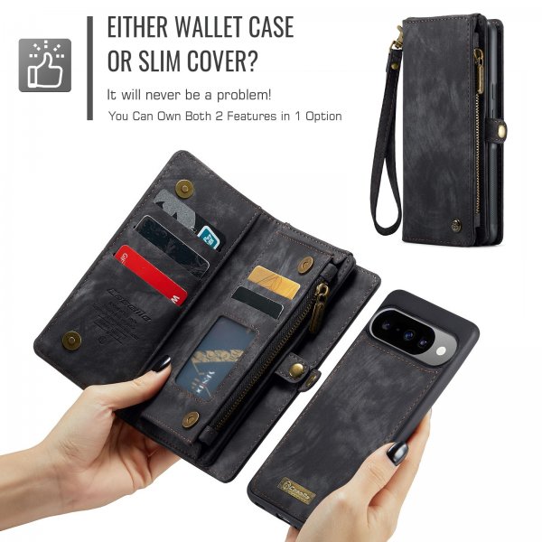 CaseMe Google Pixel 10/Pixel 10 Pro -kotelo 008 Series irrotettava kuori, musta