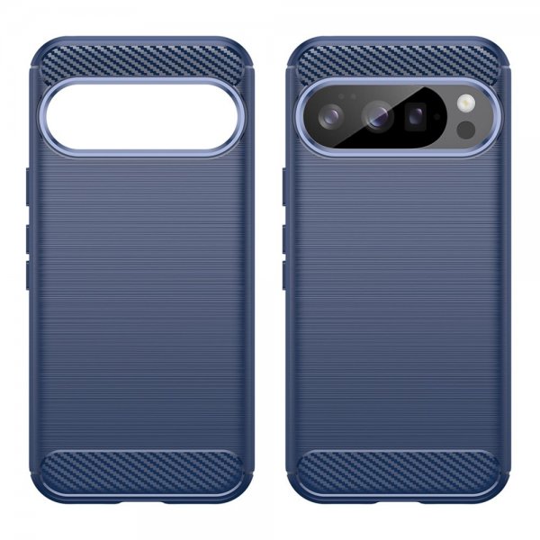 Google Pixel 10/Pixel 10 Pro Kuori Harjattu Hiilikuitukuvio Sininen