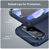 Google Pixel 10/Pixel 10 Pro Kuori Harjattu Hiilikuitukuvio Sininen
