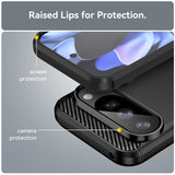 Google Pixel 10/Pixel 10 Pro Kuori Harjattu Hiilikuitutekstuuri Musta