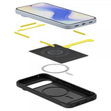 Spigen Google Pixel 10/Pixel 10 Pro -kuori, Rugged Armor MagFit, mattamusta