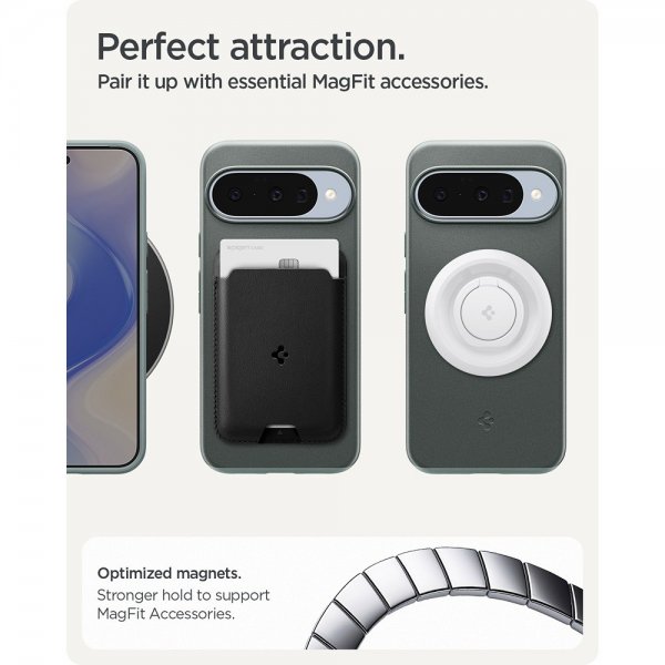 Spigen Google Pixel 10/Pixel 10 Pro -kuori Thin Fit MagFit Sage Green