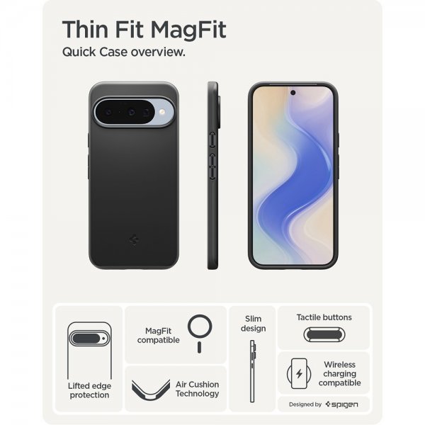 Spigen Google Pixel 10/Pixel 10 Pro Suojakuori Thin Fit MagFit Musta