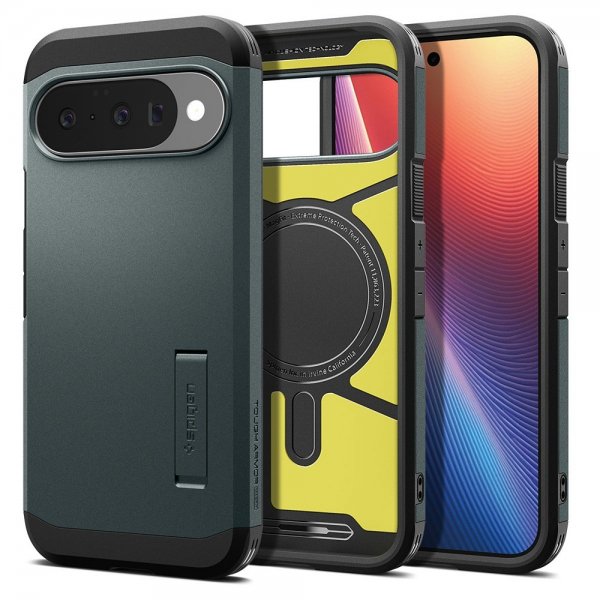 Spigen Google Pixel 10/Pixel 10 Pro Suojakuori Tough Armor MagFit Abyss Green