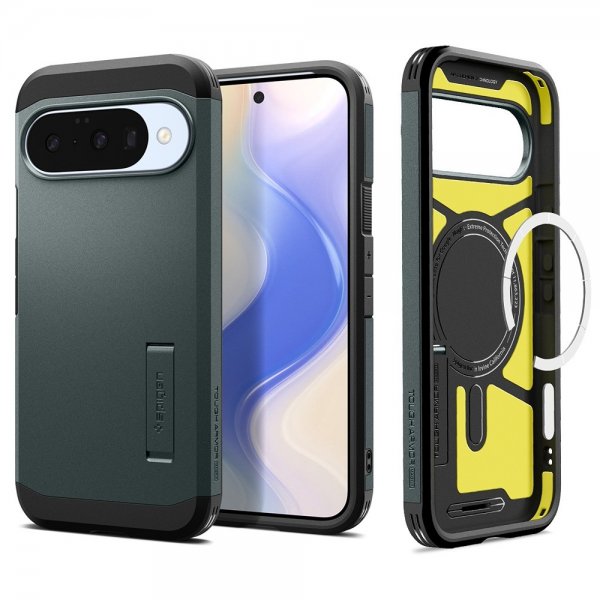 Spigen Google Pixel 10/Pixel 10 Pro Suojakuori Tough Armor MagFit Abyss Green