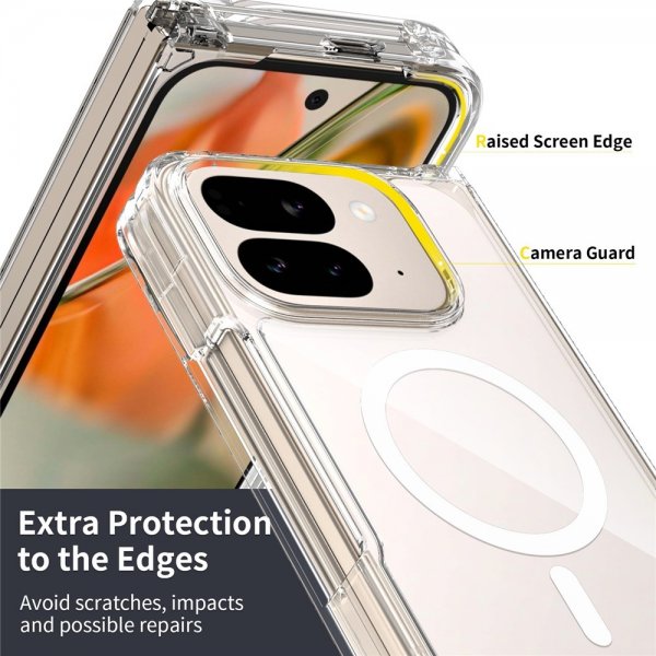 Nordic Covers Google Pixel 10 Pro Fold -suojakuori, Feather Series, MagSafe, läpinäkyvä