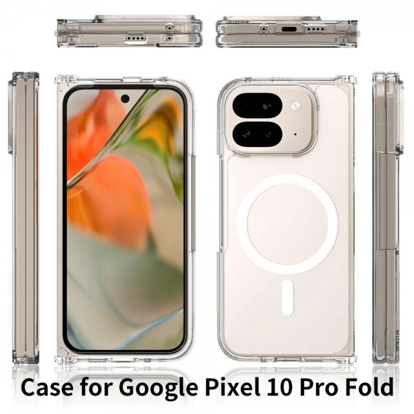 Nordic Covers Google Pixel 10 Pro Fold -suojakuori, Feather Series, MagSafe, läpinäkyvä