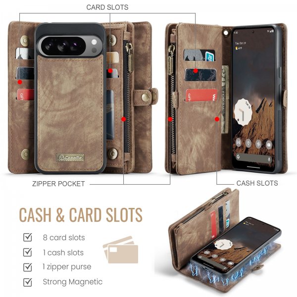 CaseMe Google Pixel 10 Pro XL Fodral 008 Series Löstagbart Skal Brun