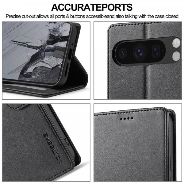 Lc.Imeeke Google Pixel 10 Pro XL Suojakotelo Korttipaikalla, Jalustatoiminnolla, Musta