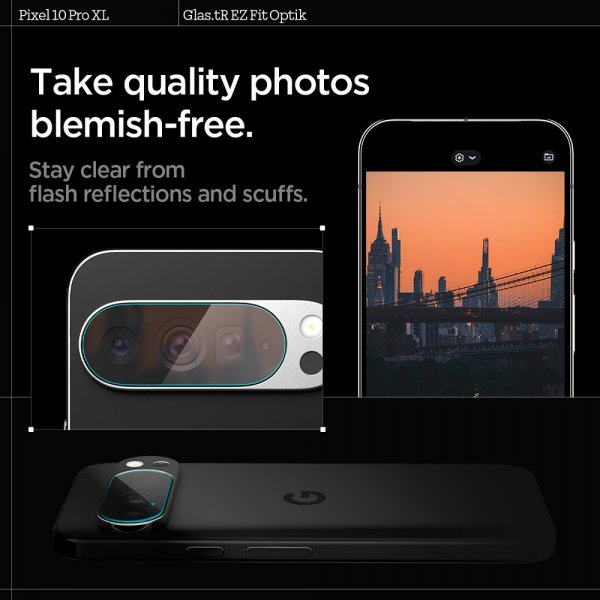 Spigen Google Pixel 10 Pro XL kamerasuojalasi, EZ Fit Optic 2-pakkaus