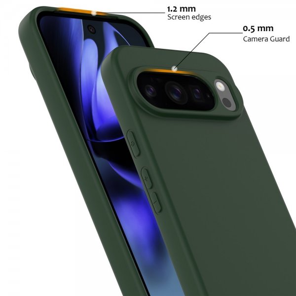 Google Pixel 10 Pro XL -kuori hihnalla, silikoninen MagSafe, tummanvihreä