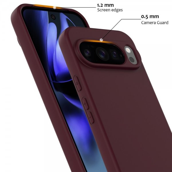 Google Pixel 10 Pro XL -kuori hihnalla, silikoninen, MagSafe, viininpunainen