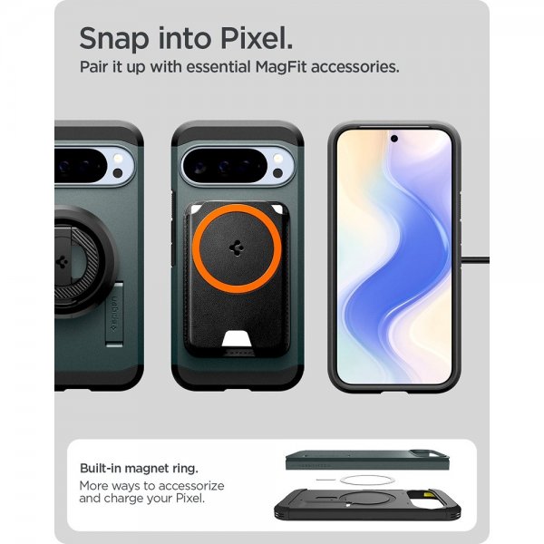 Spigen Google Pixel 10 Pro XL -kuori Tough Armor MagFit Abyss Green
