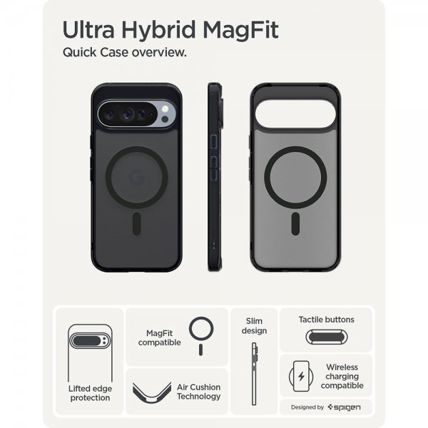 Spigen Google Pixel 10 Pro XL Ultra Hybrid MagFit Frost Black -suojakuori