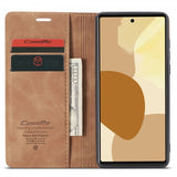CaseMe Google Pixel 6 Pro -retro flip-suojakotelo, ruskea