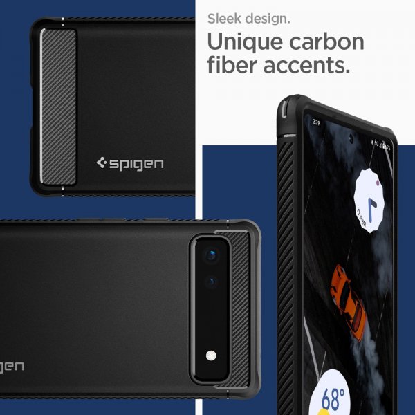 Spigen Google Pixel 6a -kuori, Rugged Armor, mattamusta