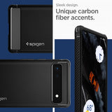Spigen Google Pixel 6a -kuori, Rugged Armor, mattamusta