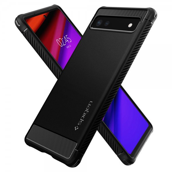 Spigen Google Pixel 6a -kuori, Rugged Armor, mattamusta