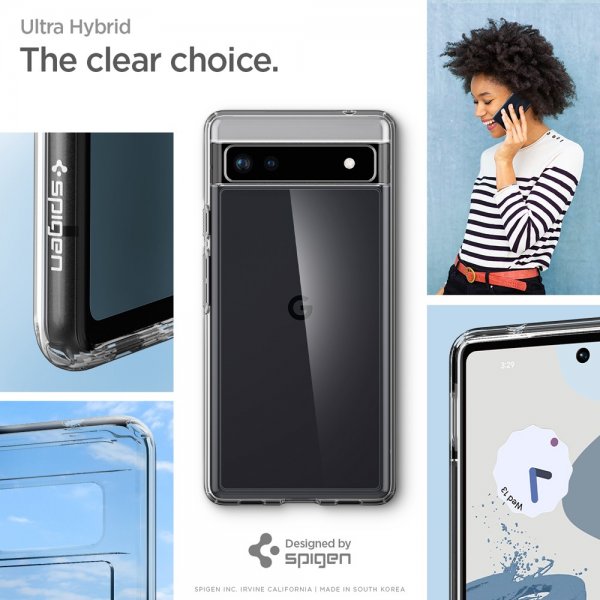 Spigen Google Pixel 6a -suojakuori, Ultra Hybrid Crystal Clear