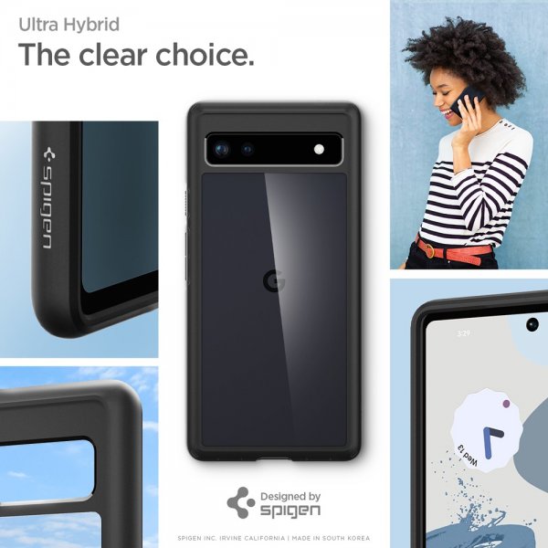 Spigen Google Pixel 6a -suojakuori, Ultra Hybrid, mattamusta