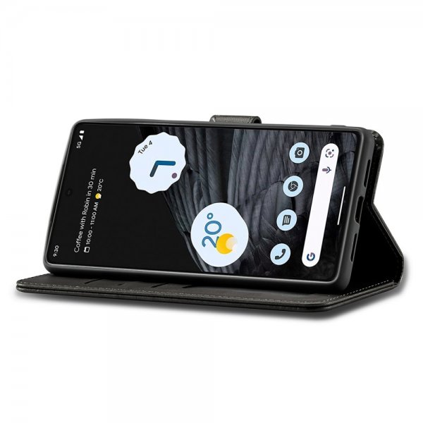 Lc.Imeeke Google Pixel 7 Pro -kotelo korttipaikalla, jalustatoiminnolla, musta