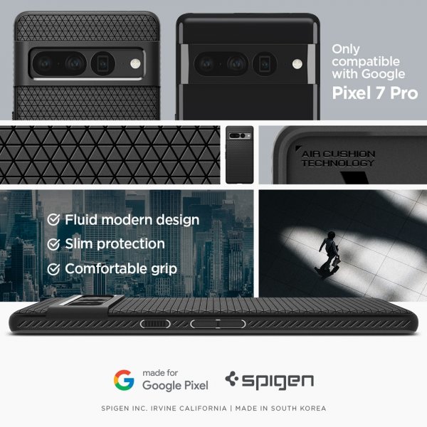 Spigen Google Pixel 7 Pro -kuoret Liquid Air Matte Black