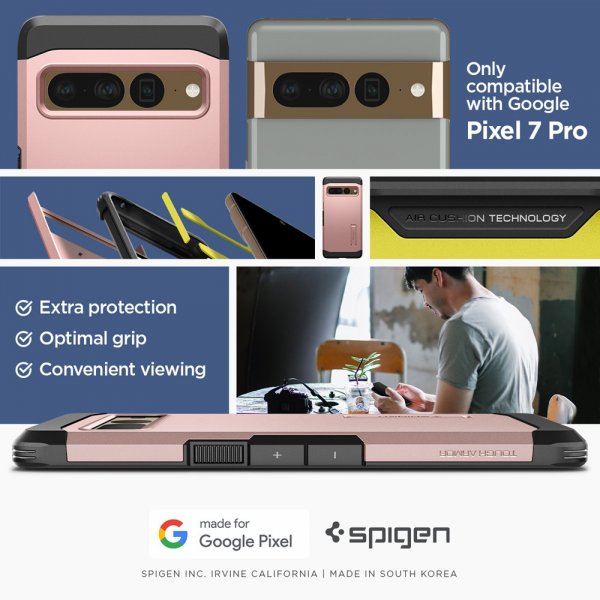 Spigen Google Pixel 7 Pro Suojakuori Tough Armor Ruusukulta