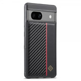 Lc.Imeeke Google Pixel 7 -kuori, hiilikuitukuvio, punainen raita, musta
