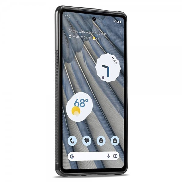 Lc.Imeeke Google Pixel 7 -kuori, hiilikuitukuvio, punainen raita, musta