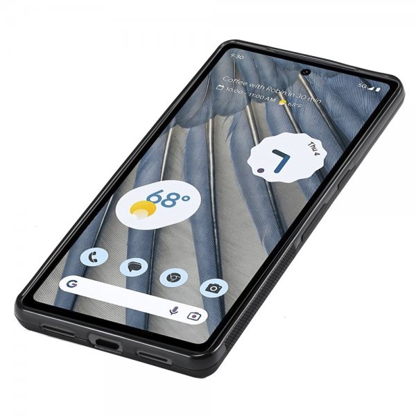 Lc.Imeeke Google Pixel 7 -kuori, hiilikuitukuvio, punainen raita, musta