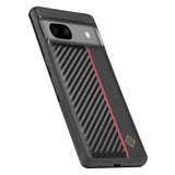 Lc.Imeeke Google Pixel 7 -kuori, hiilikuitukuvio, punainen raita, musta