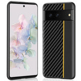 Google Pixel 7 Kuori Hiilikuiturakenne Raita Musta Keltainen