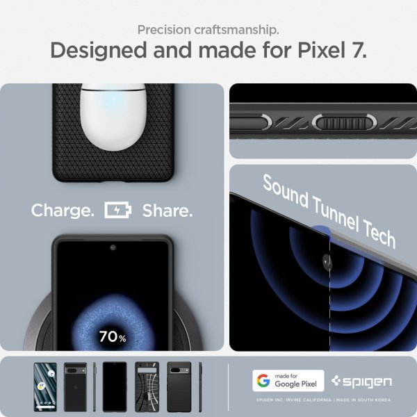 Spigen Google Pixel 7 -suojakuori Liquid Air Matte Black