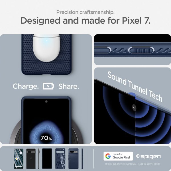 Spigen Google Pixel 7 -suojakuori, Liquid Air, tummansininen