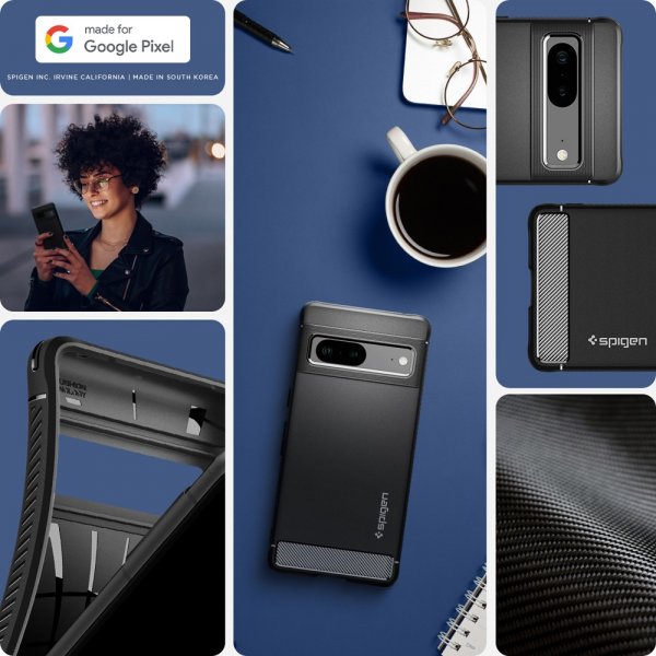 Spigen Google Pixel 7 -suojakuori Rugged Armor Matte Black
