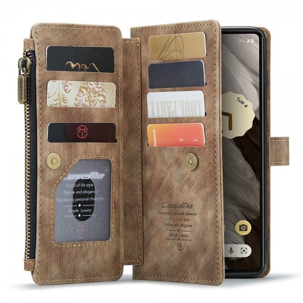 CaseMe Google Pixel 7a -suojakotelo C30-sarja, ruskea