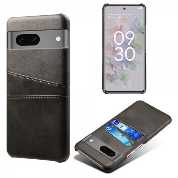 Google Pixel 7a -suojakuori, jossa kaksi korttipaikkaa, musta