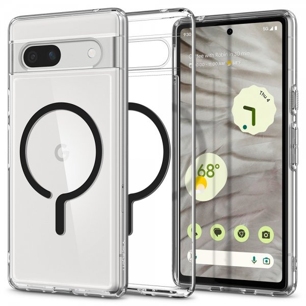 Spigen Google Pixel 7a -suojakuori Ultra Hybrid OneTap Metal Ring MagFit, musta