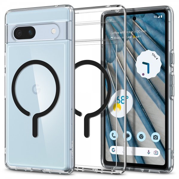 Spigen Google Pixel 7a -suojakuori Ultra Hybrid OneTap Metal Ring MagFit, musta