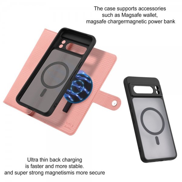 VILI Google Pixel 8 Pro Kotelo irrotettavalla kuorella GHB Series MagSafe Ruusu