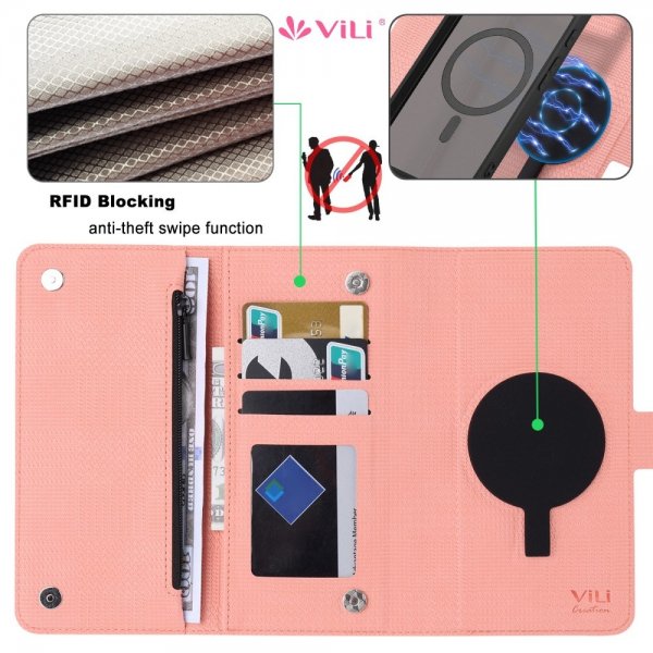 VILI Google Pixel 8 Pro Kotelo irrotettavalla kuorella GHB Series MagSafe Ruusu