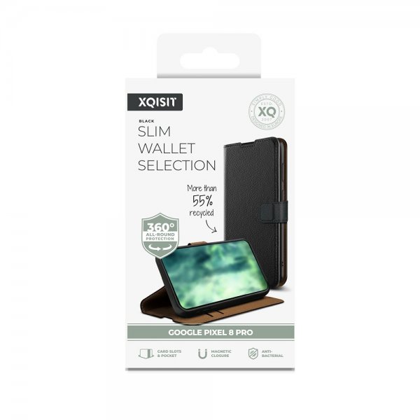 Xqisit Google Pixel 8 Pro suojakotelo Slim Wallet Selection Musta