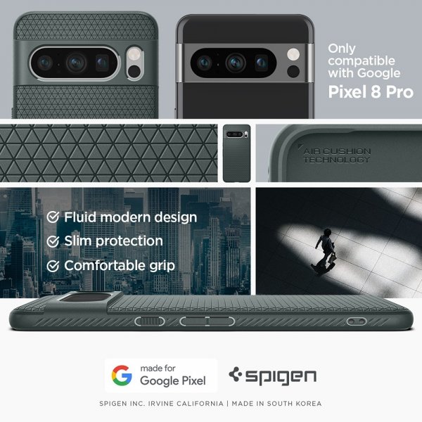 Spigen Google Pixel 8 Pro -suojakuori Liquid Air Abyss Green