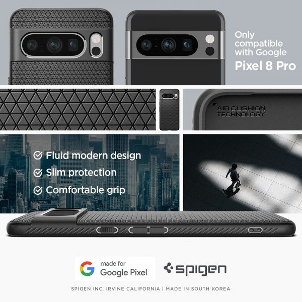 Spigen Google Pixel 8 Pro Suojakuori Liquid Air Mattamusta