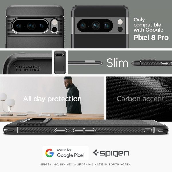 Spigen Google Pixel 8 Pro -suojakuori Rugged Armor Matte Black
