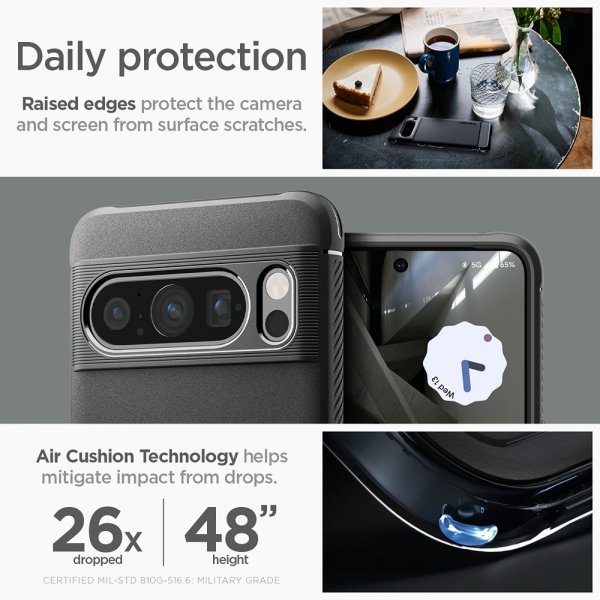 Spigen Google Pixel 8 Pro -suojakuori Rugged Armor Matte Black