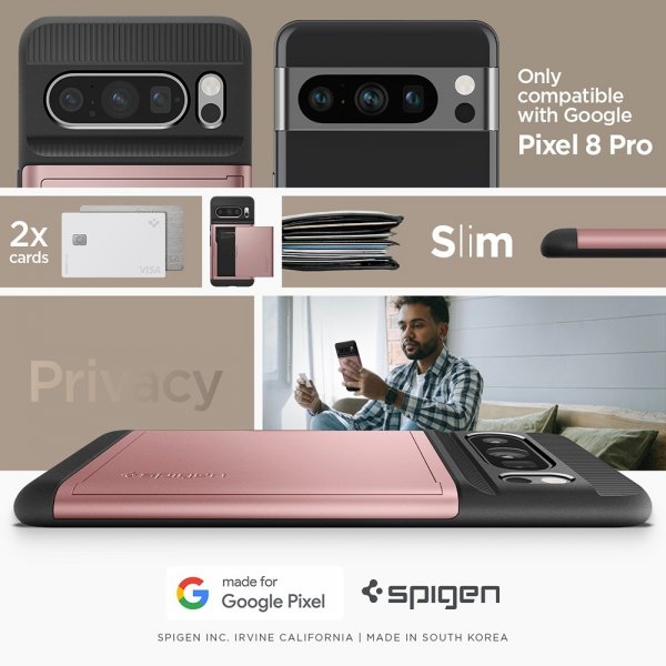 Spigen Google Pixel 8 Pro Suojakuori Slim Armor CS Rose Gold