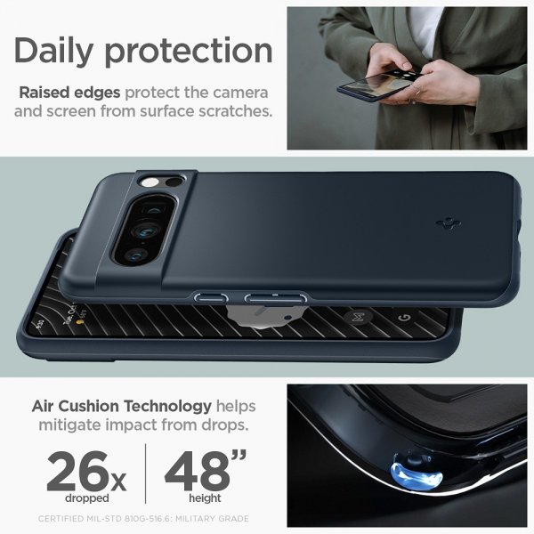 Spigen Google Pixel 8 Pro -kuori Thin Fit, Metal Slate