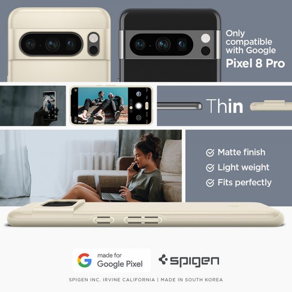 Spigen Google Pixel 8 Pro Thin Fit -suojakuori, Mute Beige